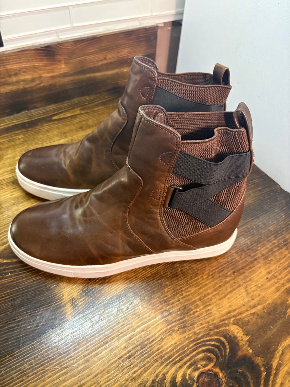 Yellow box Brown Sneaker Booties Size 9